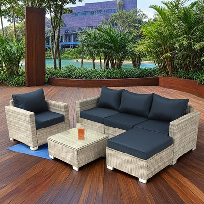 6-piece crossbody outdoor sofa set with coffee table