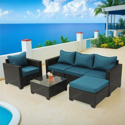 6-piece crossbody outdoor sofa set with coffee table