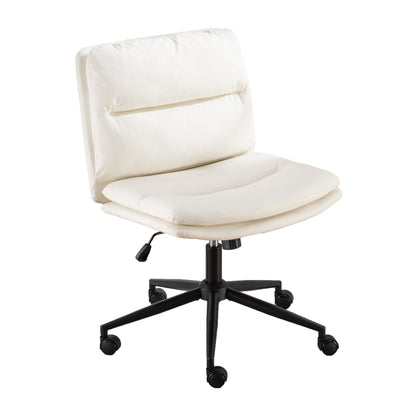 Adjustable Swivel Criss-Cross Chair, Wide Seat/ Office Chair /Vanity Chair, White