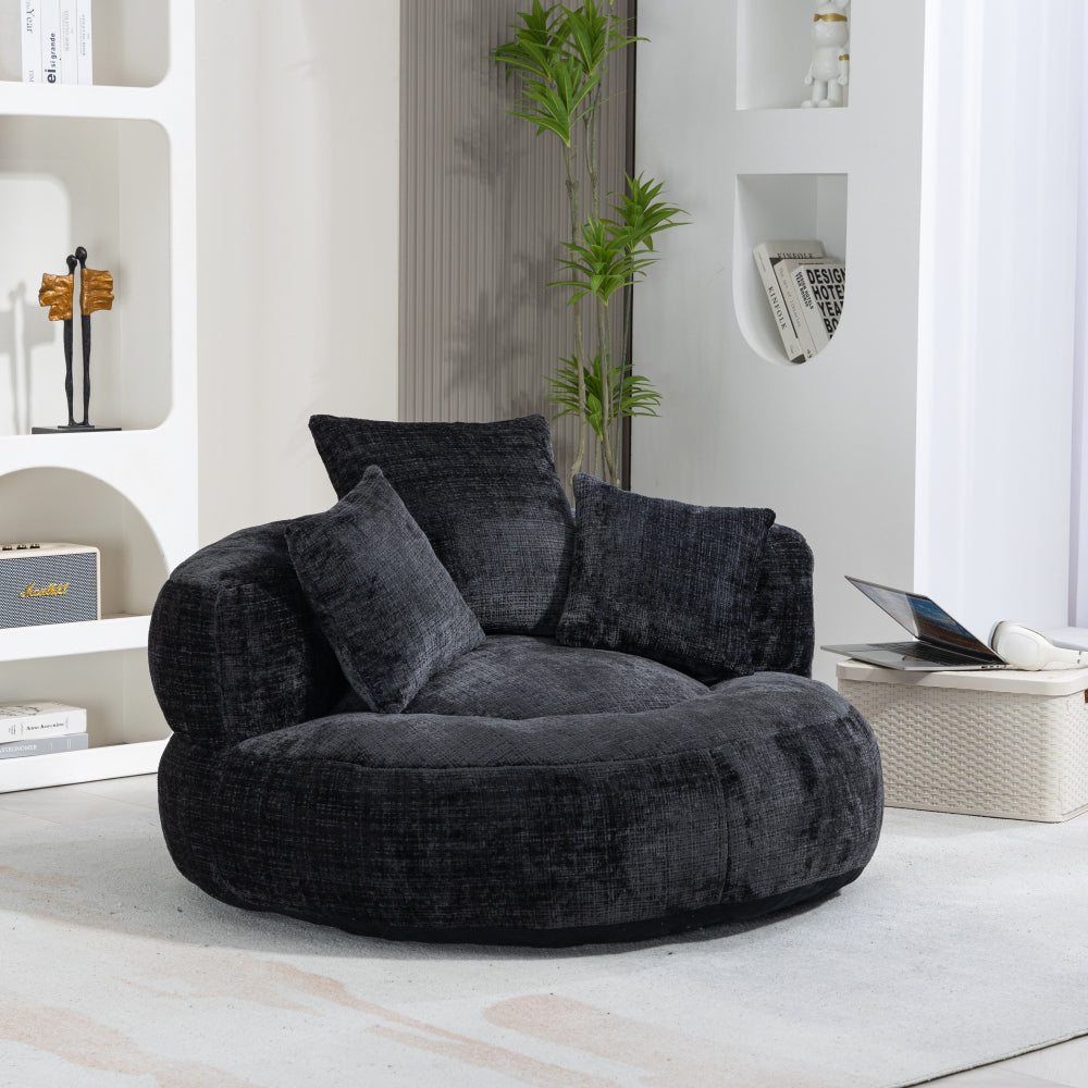 Lazy Sofa Durable Comfort Lounger High Back Bean Bag Chair Couch With Three Pillows