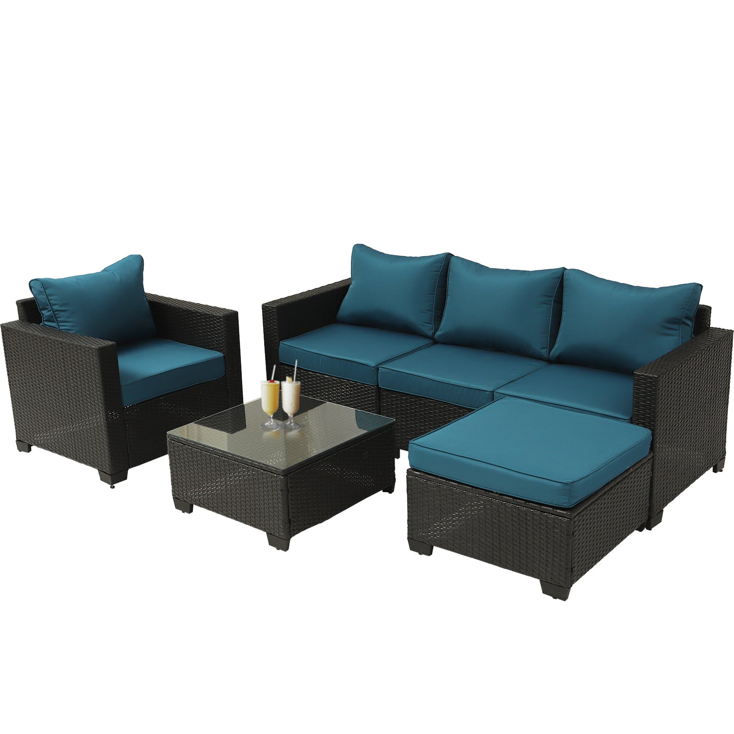 6-piece crossbody outdoor sofa set with coffee table