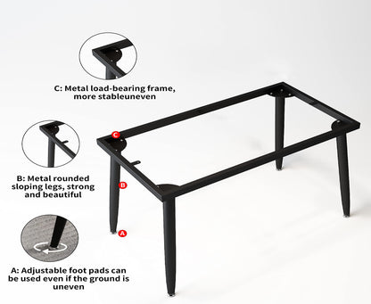 NIUTN White Rectangle Dining Table for 4-6-8: Sintered Stone, Metal Base, Elegant Design