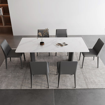 Modern Dining Table 70.9''Antique White Sintered Stone Tabletop