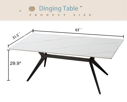 Modern Marble Dining Table for4-6-8, Sintered Stone Top, Durable & Easy-Clean