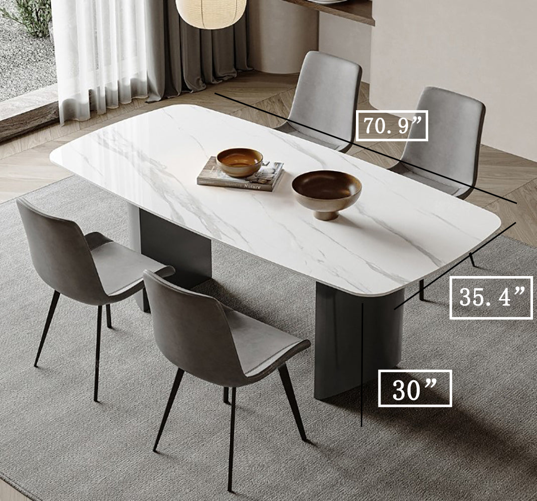 Modern Dining Table 70.9''Antique White Sintered Stone Tabletop