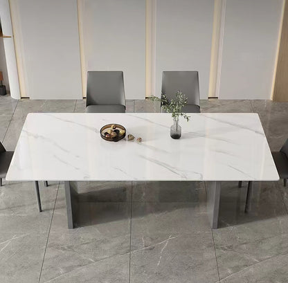 Modern Dining Table 70.9''Antique White Sintered Stone Tabletop