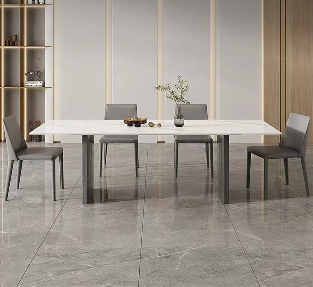 Modern Dining Table 70.9''Antique White Sintered Stone Tabletop