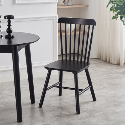 4 pieces of dining chair, black, rubber wood material, dining chair, solid wood chair, solid wood dining table chair, living room chair, simple and natural