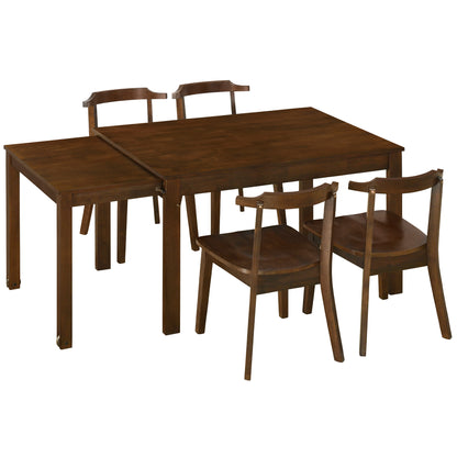 65" 5-Piece Extendable Dining Table Set with Wheels Kitchen Table Set with 17.7" Pull-out Side Table and Dining Chairs for Small Places