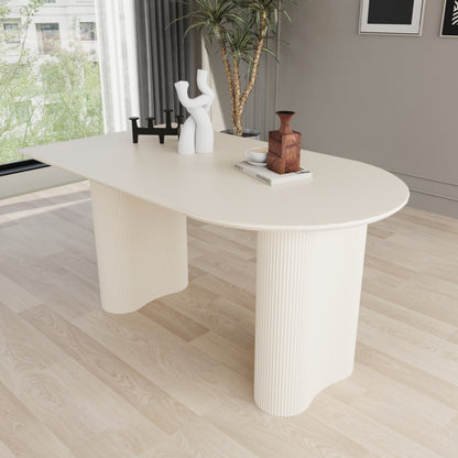 63 "Modern Fashion MDF New Cream Style Dining Table, 4-8 Person Dining Table