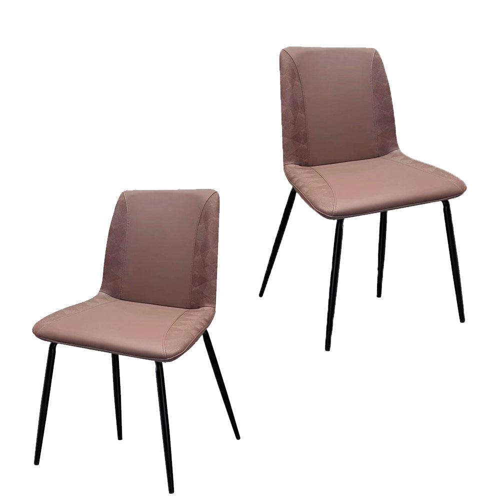 Kitchen & Dining Room Chairs, Faux Leather Saddle Brown Dining Chair, Modern Kitchen Chairs Set of 2, Brown