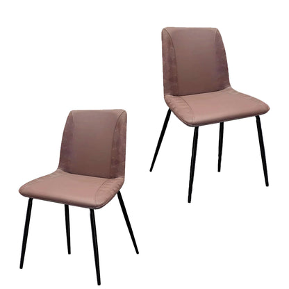 Kitchen & Dining Room Chairs, Faux Leather Saddle Brown Dining Chair, Modern Kitchen Chairs Set of 2, Brown