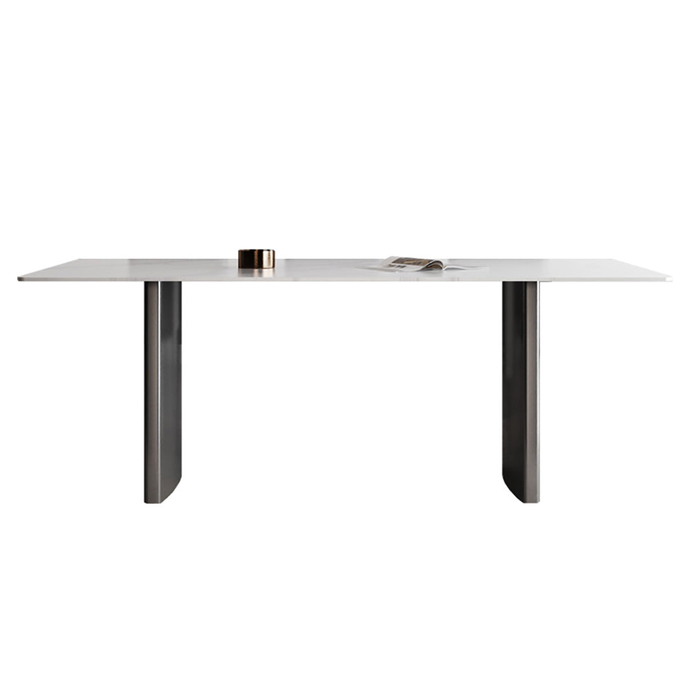 Modern Dining Table 70.9''Antique White Sintered Stone Tabletop