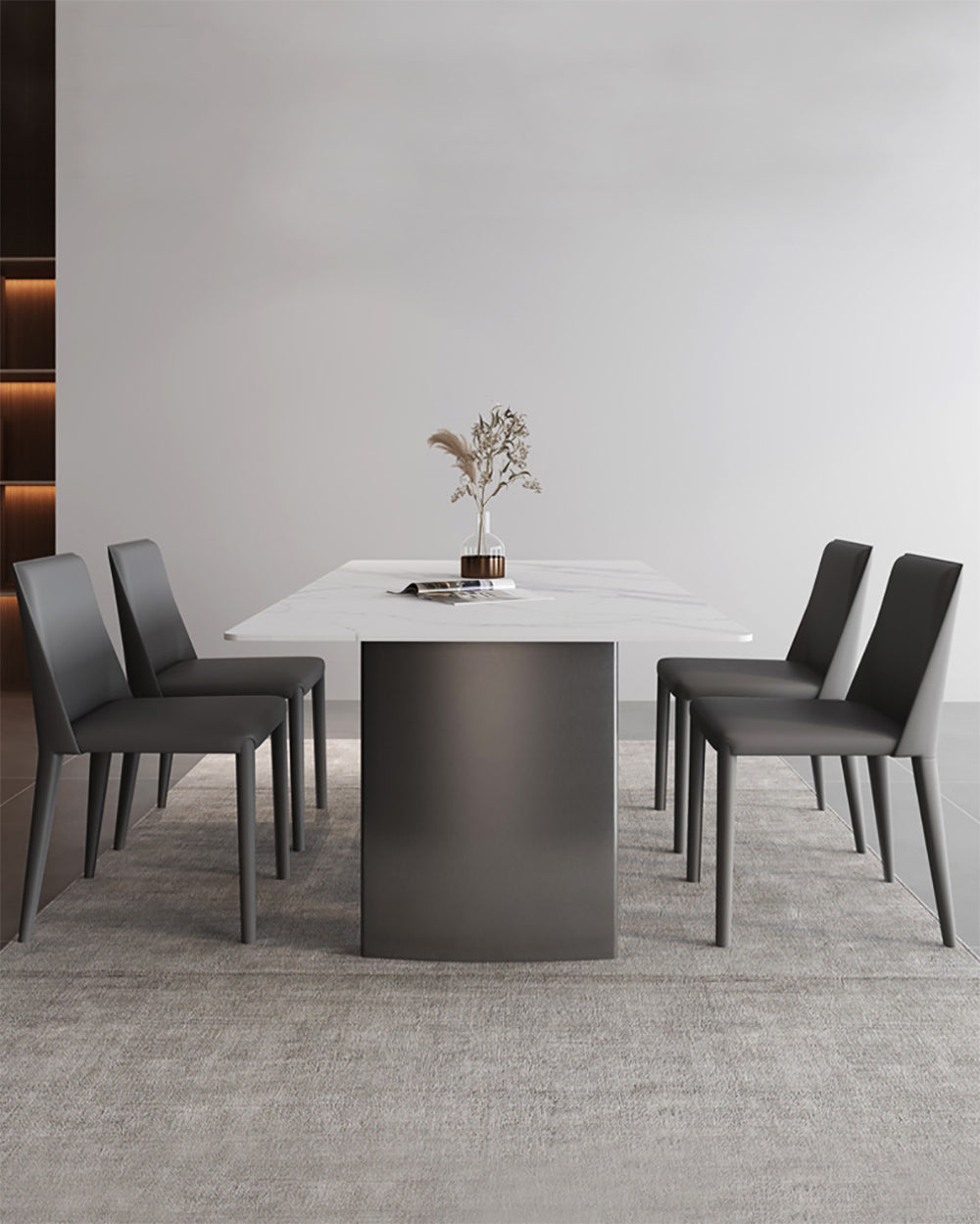 Modern Dining Table 70.9''Antique White Sintered Stone Tabletop