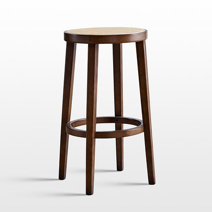 Best Barstools Round Bar Stool Without Backrest Stool Bar Chairs with Footrest Solid Wood Retro High Stool Leisure Bar Rattan Chair Stool Stable Load Bearing