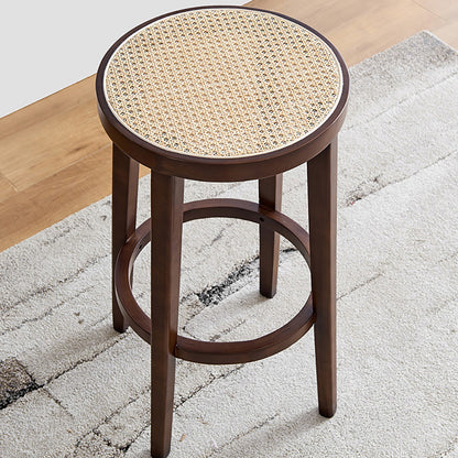 Best Barstools Round Bar Stool Without Backrest Stool Bar Chairs with Footrest Solid Wood Retro High Stool Leisure Bar Rattan Chair Stool Stable Load Bearing