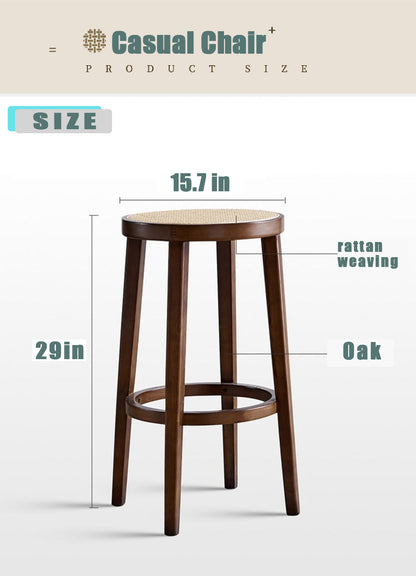 Best Barstools Round Bar Stool Without Backrest Stool Bar Chairs with Footrest Solid Wood Retro High Stool Leisure Bar Rattan Chair Stool Stable Load Bearing