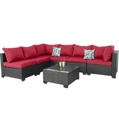 7-piece straight back outdoor sofa set with coffee table