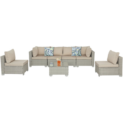 7-piece straight back outdoor sofa set with coffee table