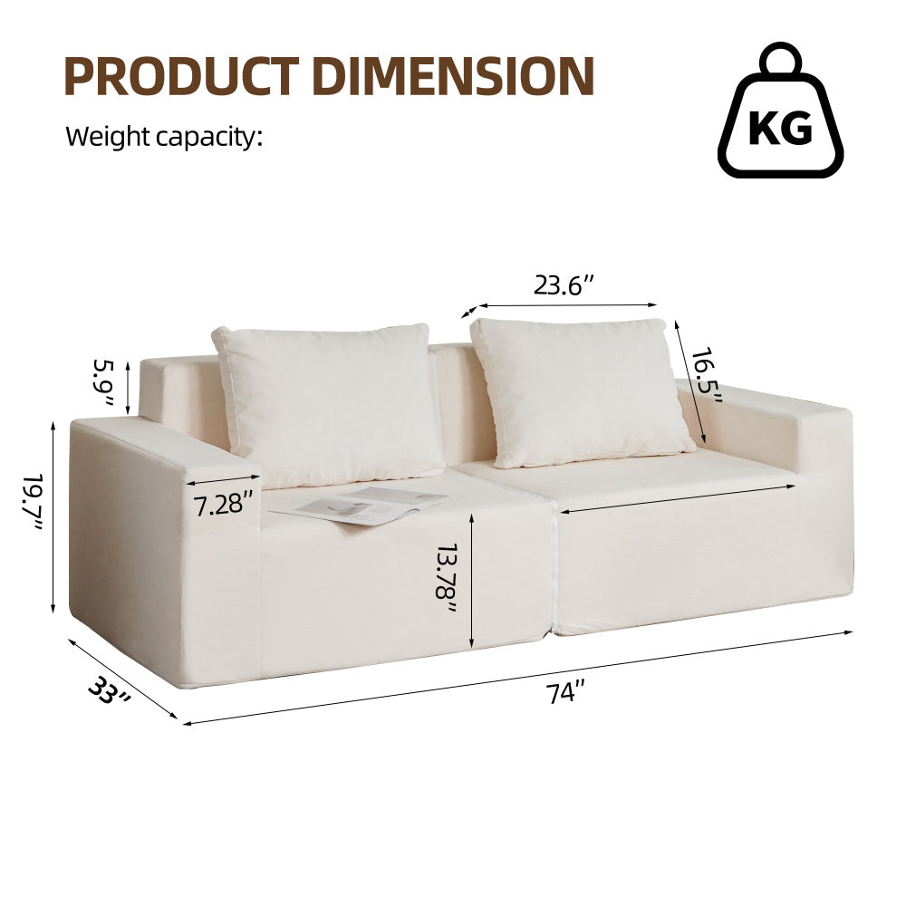 Loveseat Twin Size with Armrests Removable and Machine Washable Cover for Adults Teens to Gaming, Reading, and Watching TV