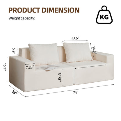 Loveseat Twin Size with Armrests Removable and Machine Washable Cover for Adults Teens to Gaming, Reading, and Watching TV