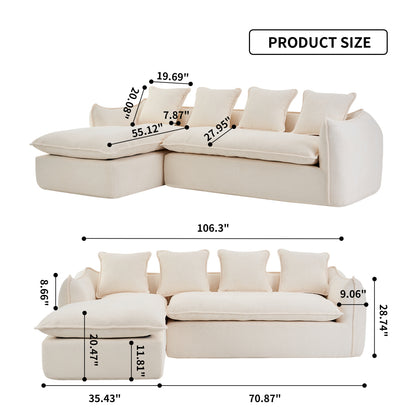 Seat Sofa 3 Seater for Living Room Oversized Comfy Sofa L-Shape Sofa Couch with Chaise Home Furniture Sleeper Sectional Sofa for Apartment