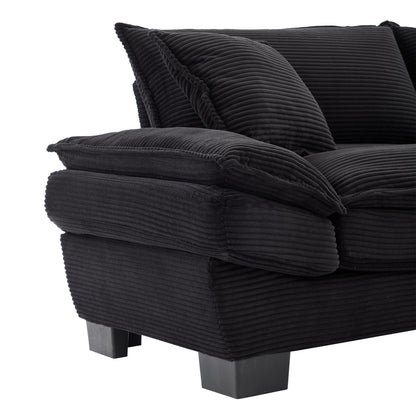 Corduroy Sofa Sleeper Couch Loveseat Sofa with Pillows Comfy Upholstered Deep Seat Sofa for Bedroom,Living Room,Apartment,Office,Dorm-Black Corduroy