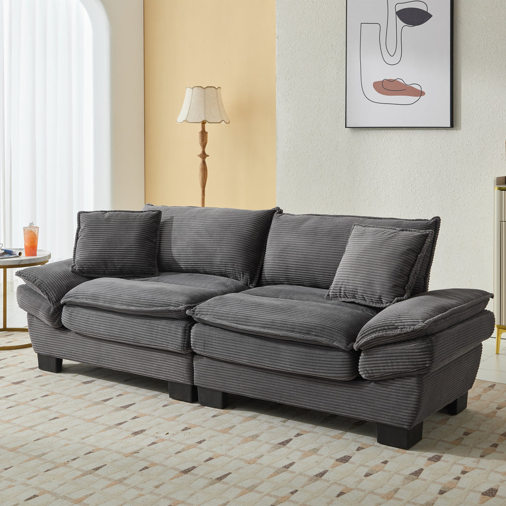 Corduroy Sofa Sleeper Couch Loveseat Sofa with Pillows Comfy Upholstered Deep Seat Sofa for Bedroom,Living Room,Apartment,Office,Dorm-Black Corduroy