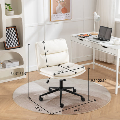 Adjustable Swivel Criss-Cross Chair, Wide Seat/ Office Chair /Vanity Chair, White