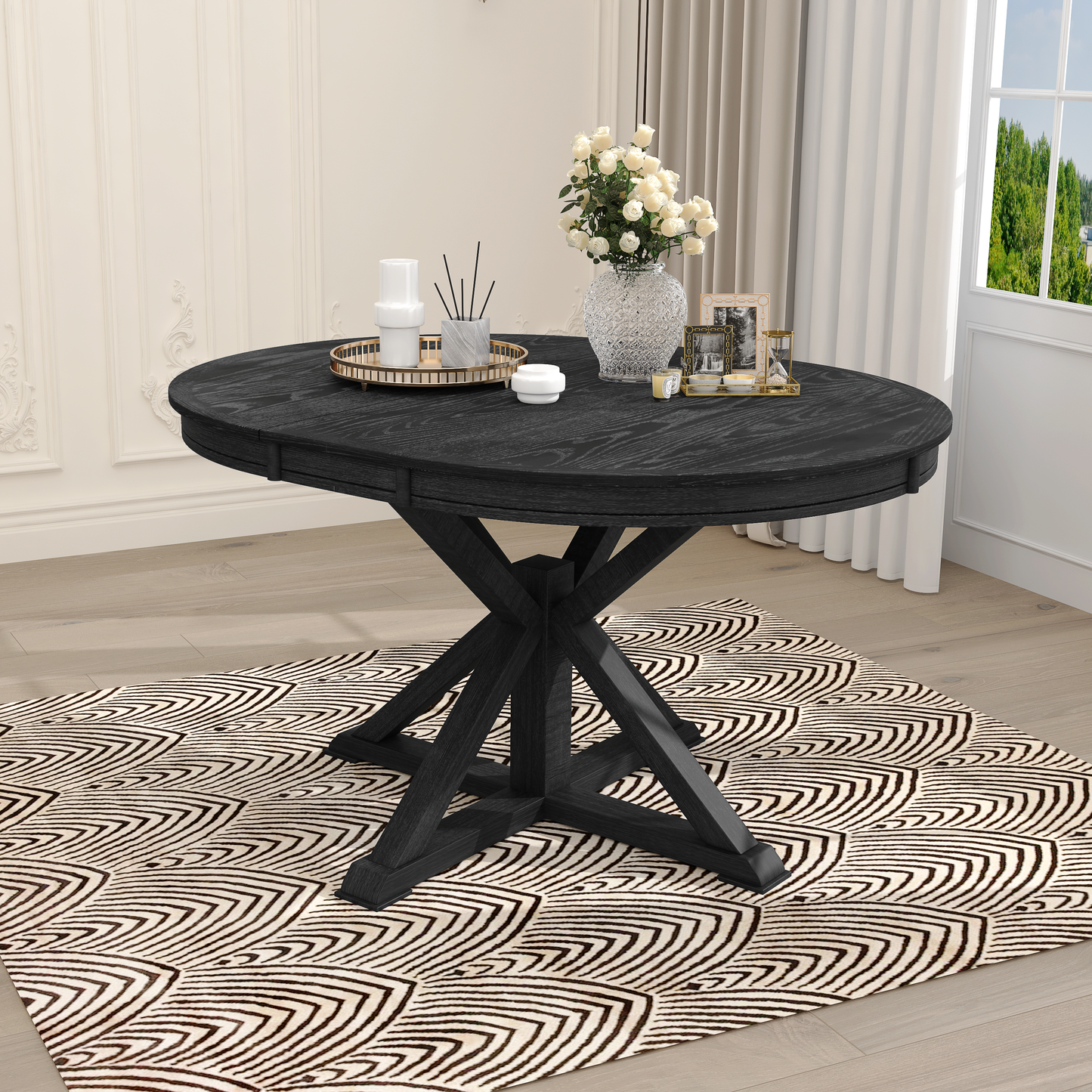 Extendable Dining Table with a 12" Leaf for Dining Room and Living Room