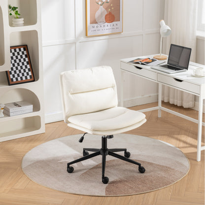 Adjustable Swivel Criss-Cross Chair, Wide Seat/ Office Chair /Vanity Chair, White