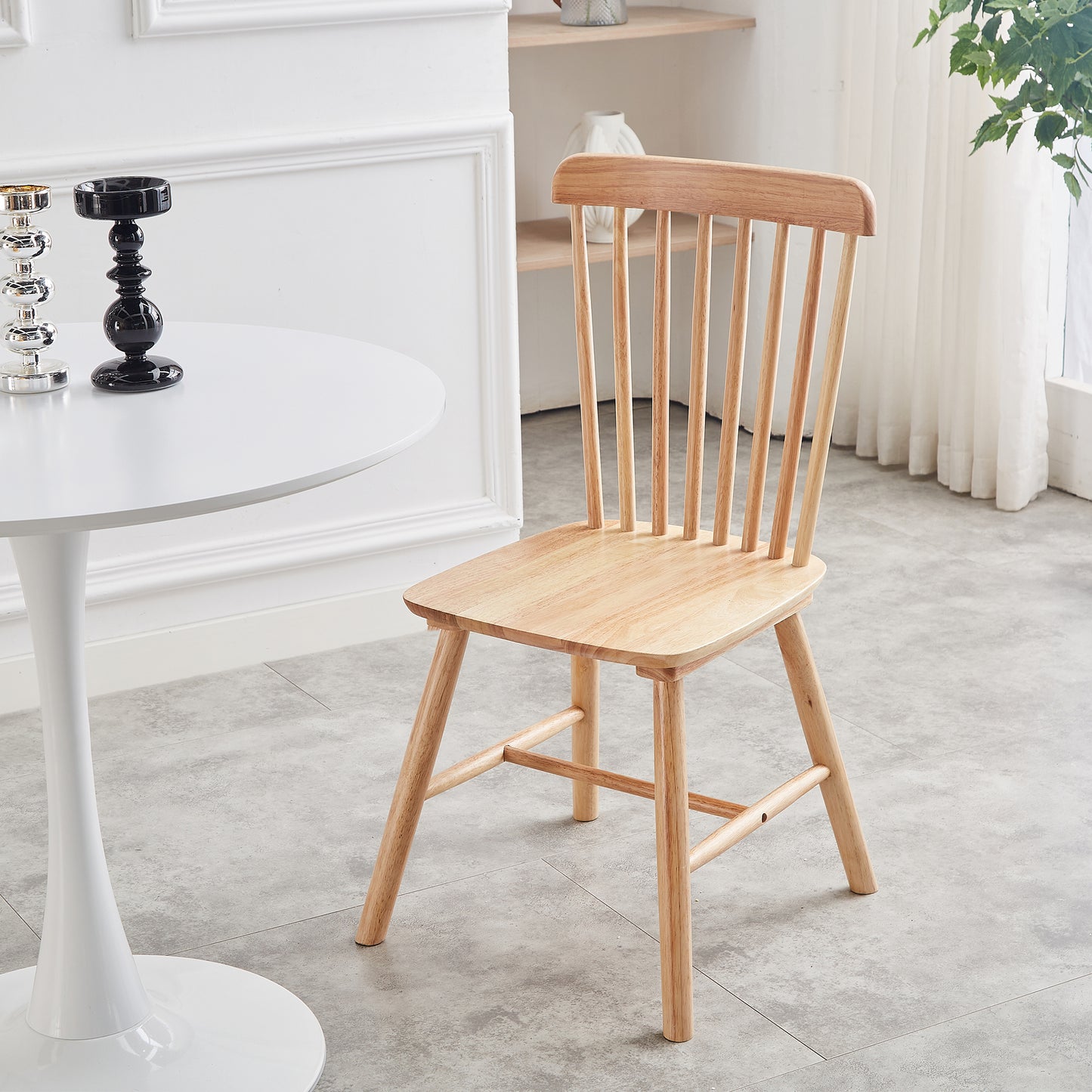 4 pieces of dining chair, black, rubber wood material, dining chair, solid wood chair, solid wood dining table chair, living room chair, simple and natural